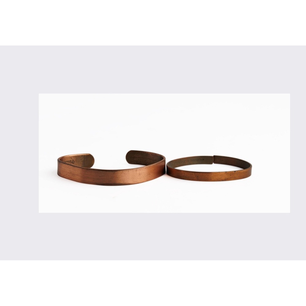 Vintage Copper Cuff Band Bracelets Set Of Two